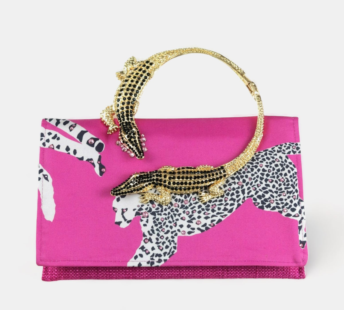 Pink leopard print outlet clutch bag