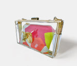 Acrylic Clear Colorful Horse Clutch with Removable Chain Strap