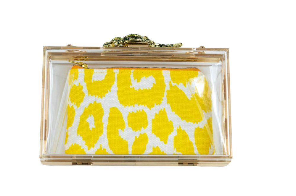 Acrylic Clear Alligator Clutch with Removable Chain Strap