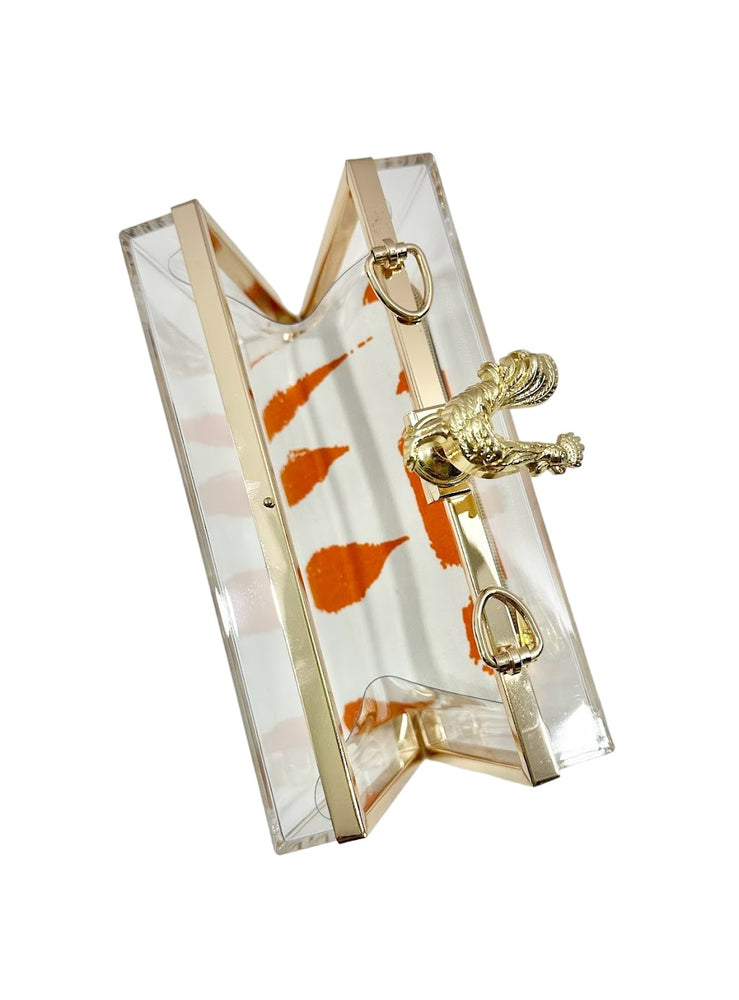 Acrylic Clear Clutch Frankie Top Clutch with Removable Chain Strap