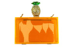 Acrylic Neon Orange Clutch with Removable Chain Strap