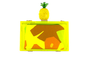 Acrylic Neon Yellow Clutch with Removable Chain Strap