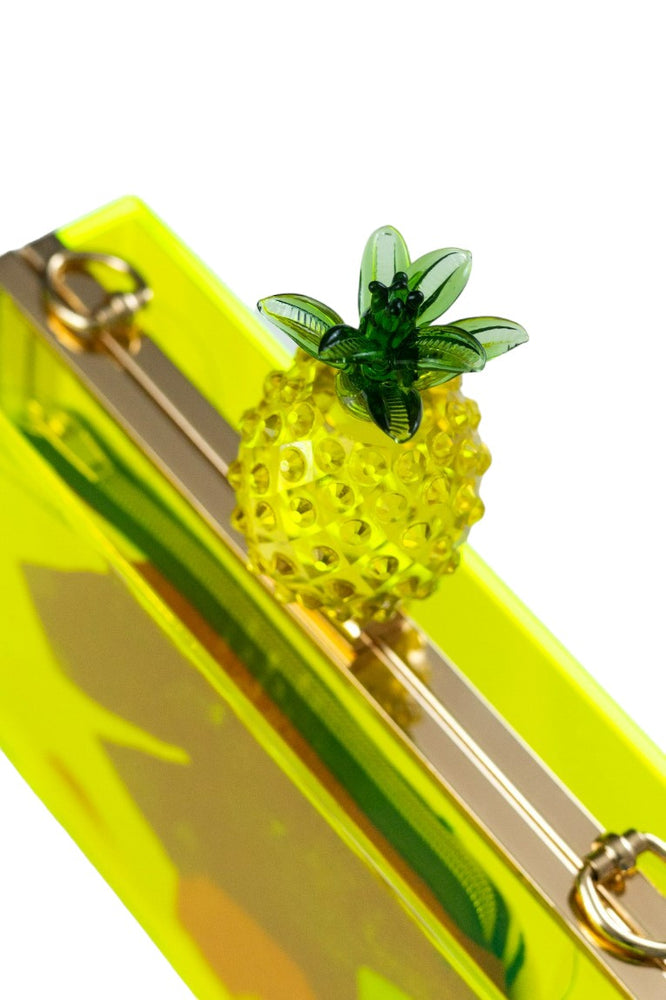 Acrylic Neon Yellow Clutch with Removable Chain Strap