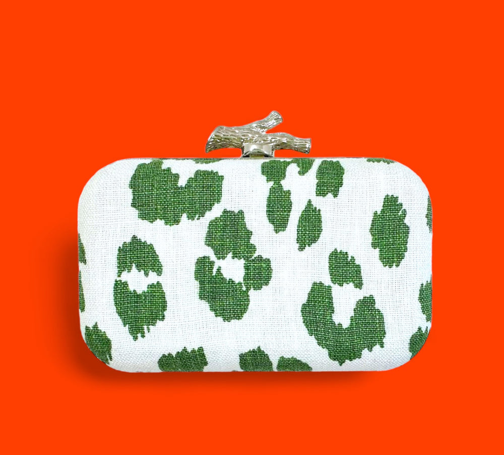 
            
                Load image into Gallery viewer, Silver Branch Green With Envy Iconic Leopard Minaudière
            
        