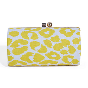 OVAL KISS LOCK | YELLOW ICONIC LEOPARD MINAUDIÈRE