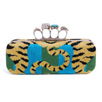 SKULL KNUCKLE | GREEN + BLUE JOKHANG TIGER VELVET MINAUDIÈRE