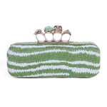 SKULL KNUCKLE | GREEN + WHITE STRIPE MINAUDIÈRE