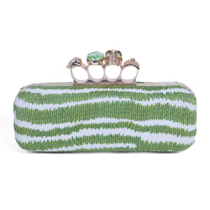 SKULL KNUCKLE | GREEN + WHITE STRIPE MINAUDIÈRE