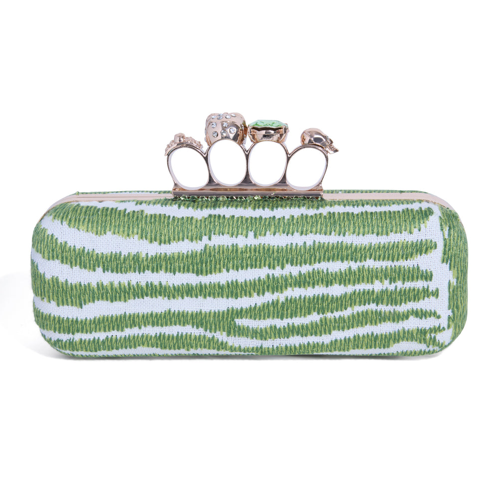 SKULL KNUCKLE | GREEN + WHITE STRIPE MINAUDIÈRE