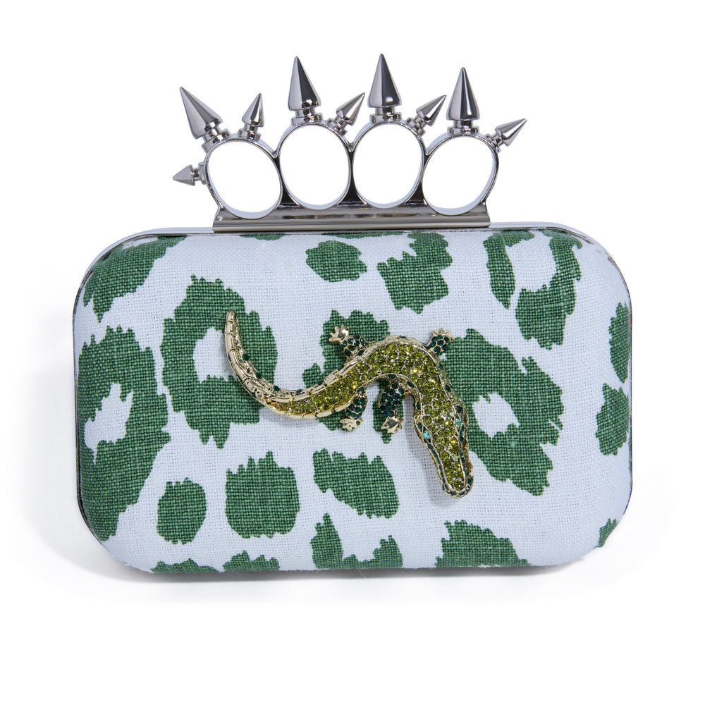 SPIKED HANDLE | ICONIC LEOPARD GREEN MINAUDIÈRE