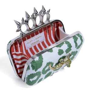 SPIKED HANDLE | ICONIC LEOPARD GREEN MINAUDIÈRE