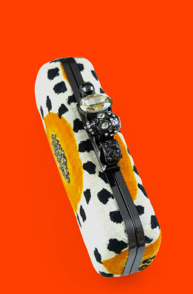 Skull Knuckle Four Rings Metal Box Clutch | Papaya