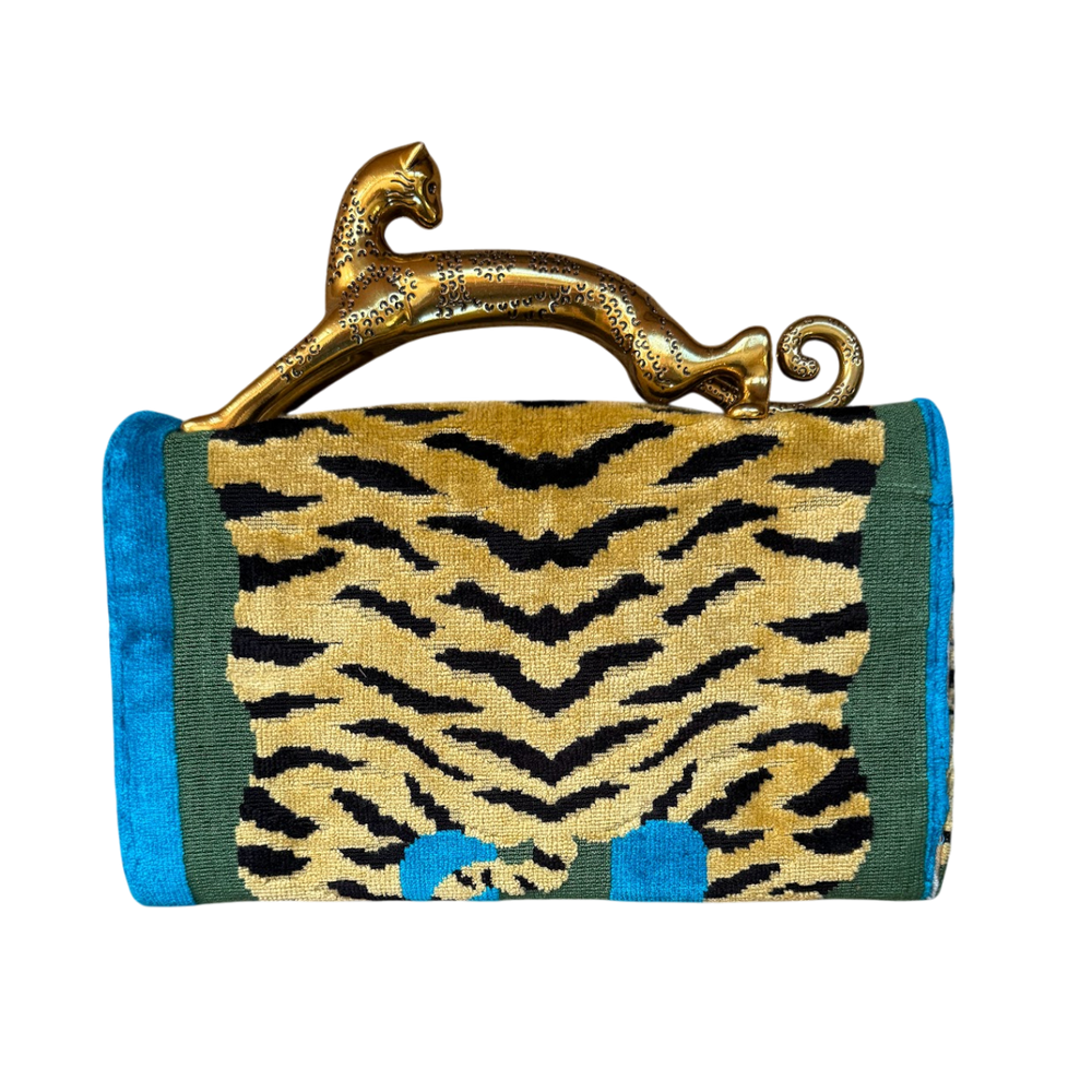 LEOPARD HANDLE CLUTCH | THE MITZI BLUE