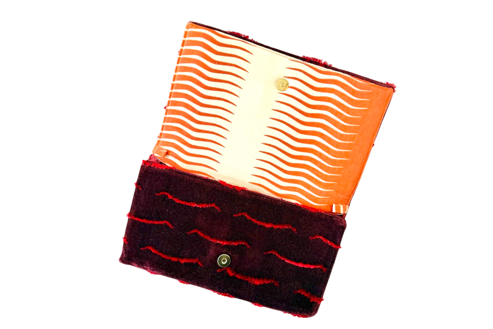 ENVELOPE CLUTCH WITH BURGUNDY VELVET x SQUIRREL