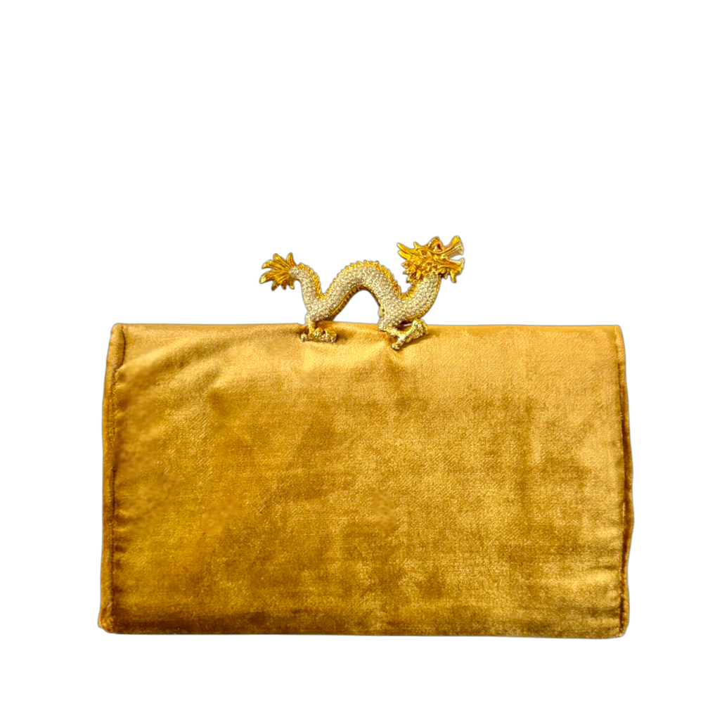 ENVELOPE CLUTCH | GOLD VELVET x DRAGON HANDLE