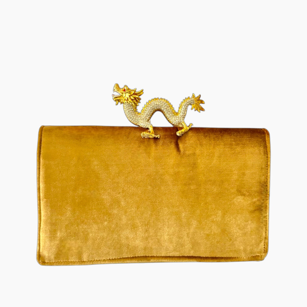 ENVELOPE CLUTCH | GOLD VELVET x DRAGON HANDLE
