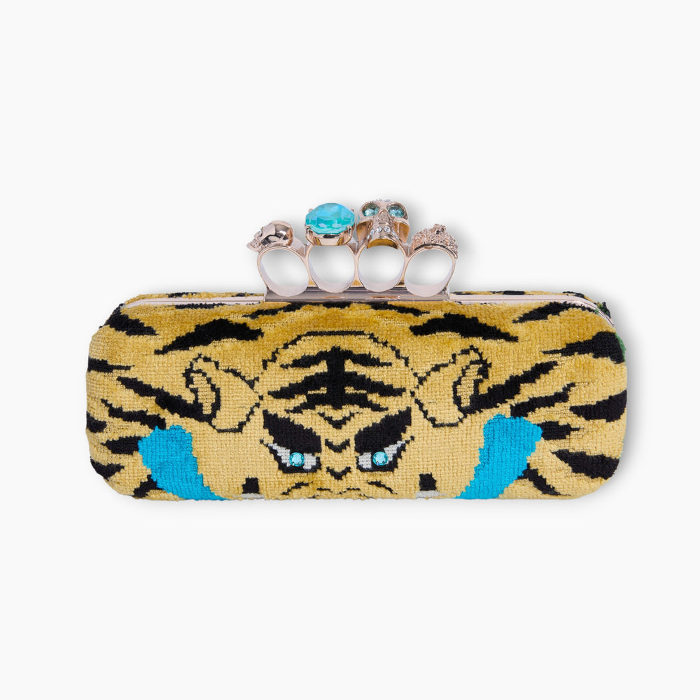 SKULL KNUCKLE | GREEN + BLUE JOKHANG TIGER VELVET MINAUDIÈRE