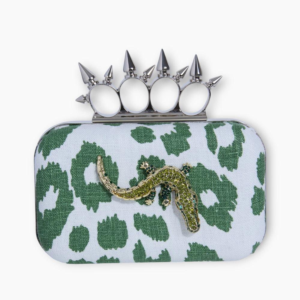 SPIKED HANDLE | ICONIC LEOPARD GREEN MINAUDIÈRE