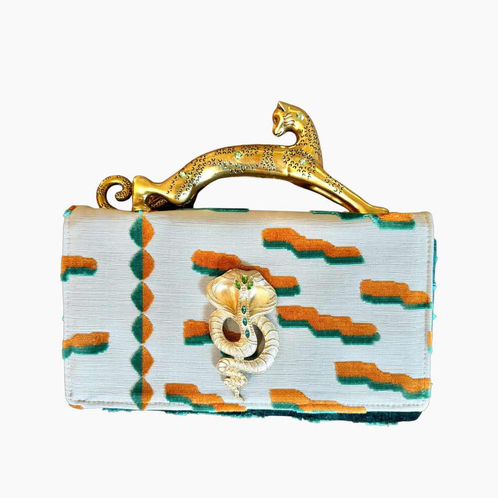 LEOPARD HANDLE CLUTCH | TRIANGLE x COBRA