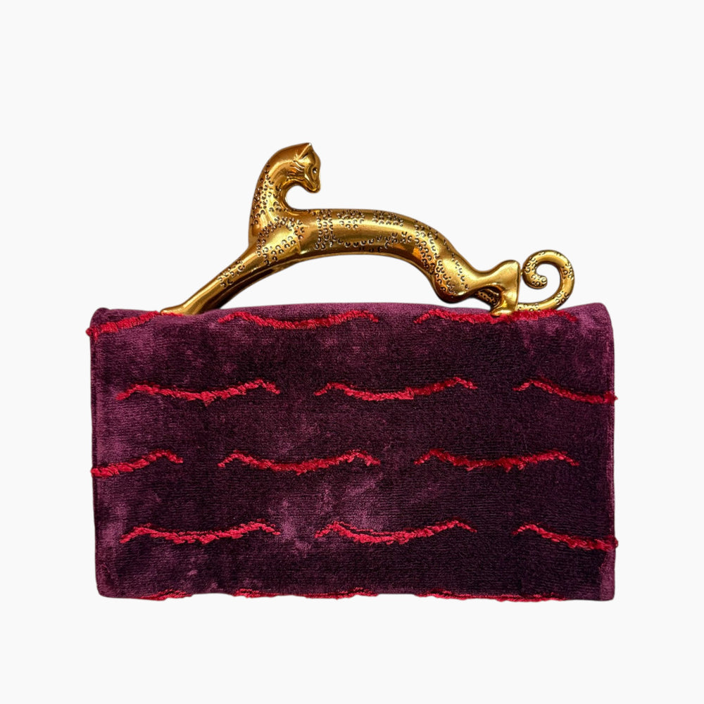 LEOPARD HANDLE CLUTCH | VELVET CLOUD