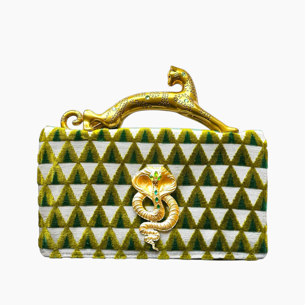 LEOPARD HANDLE CLUTCH | TRIANGLE x COBRA