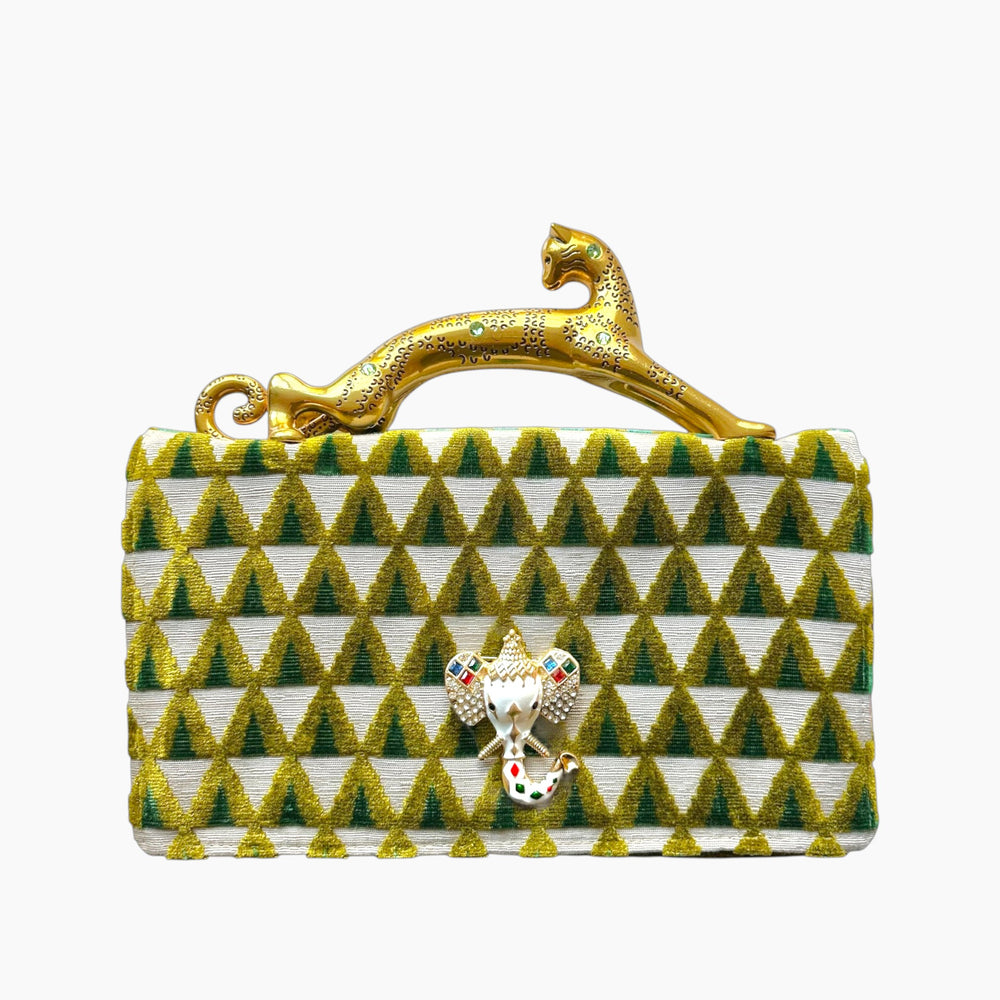 LEOPARD HANDLE CLUTCH | TRIANGLE x ELEPHANT