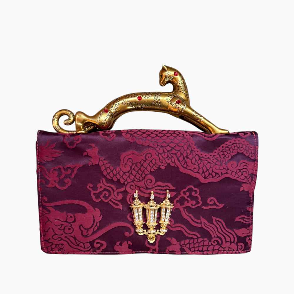 LEOPARD HANDLE CLUTCH | VELVET CLOUD (Copy)