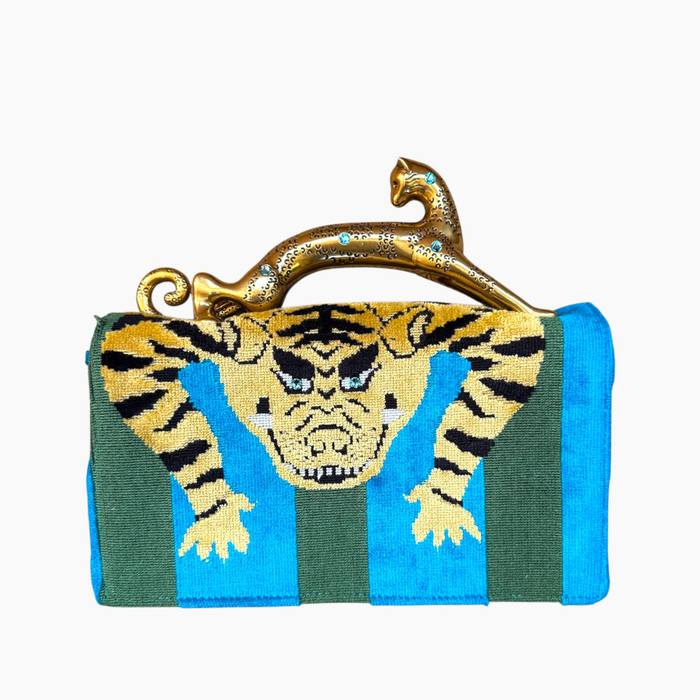 LEOPARD HANDLE CLUTCH | THE MITZI BLUE