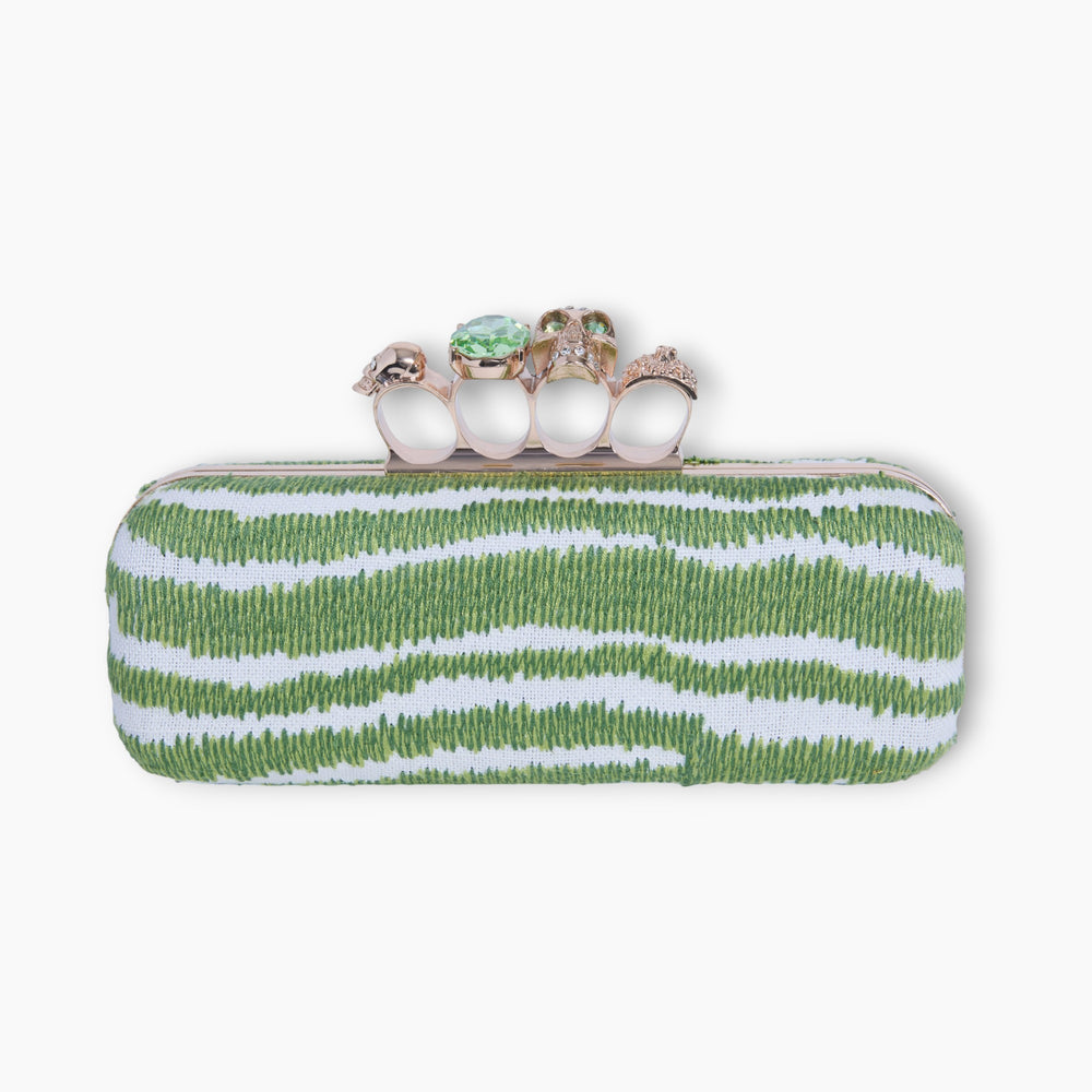 SKULL KNUCKLE | GREEN + WHITE STRIPE MINAUDIÈRE