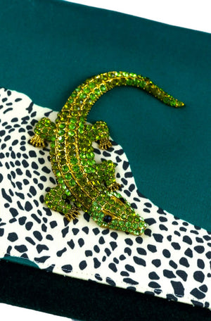 
            
                Load image into Gallery viewer, Green With Envy Leopard Clutch With Glitzy Gator
            
        