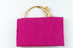 Bright Pink Leopard Clutch With Alligator Handle