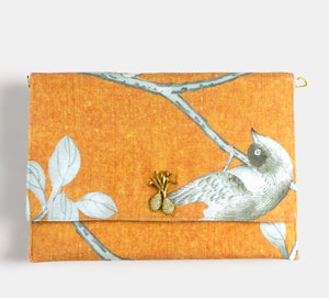 Chinoiserie Orange Bird Clutch Bag