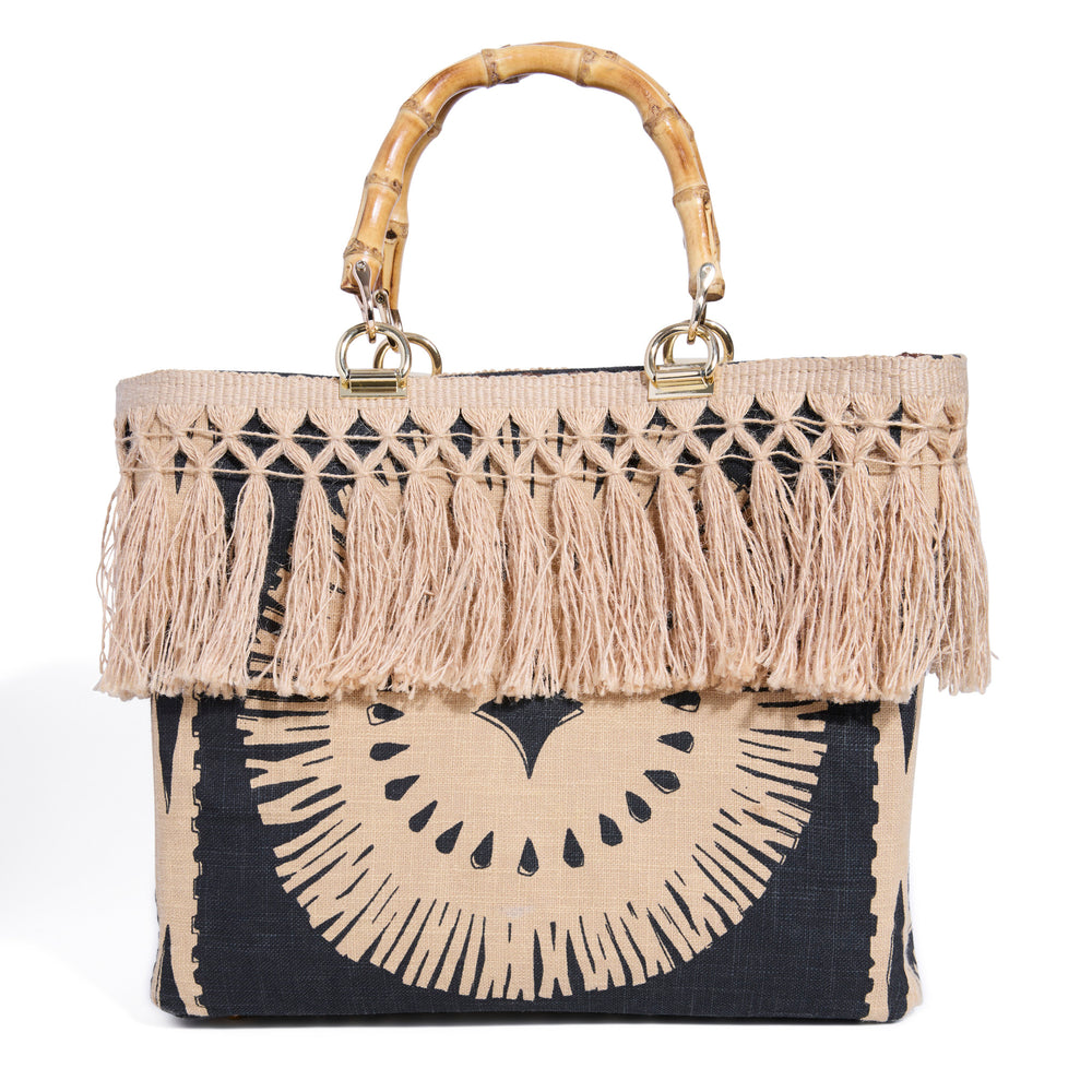 THE CLIFF TOTE | JUTE TRIBAL PRINT