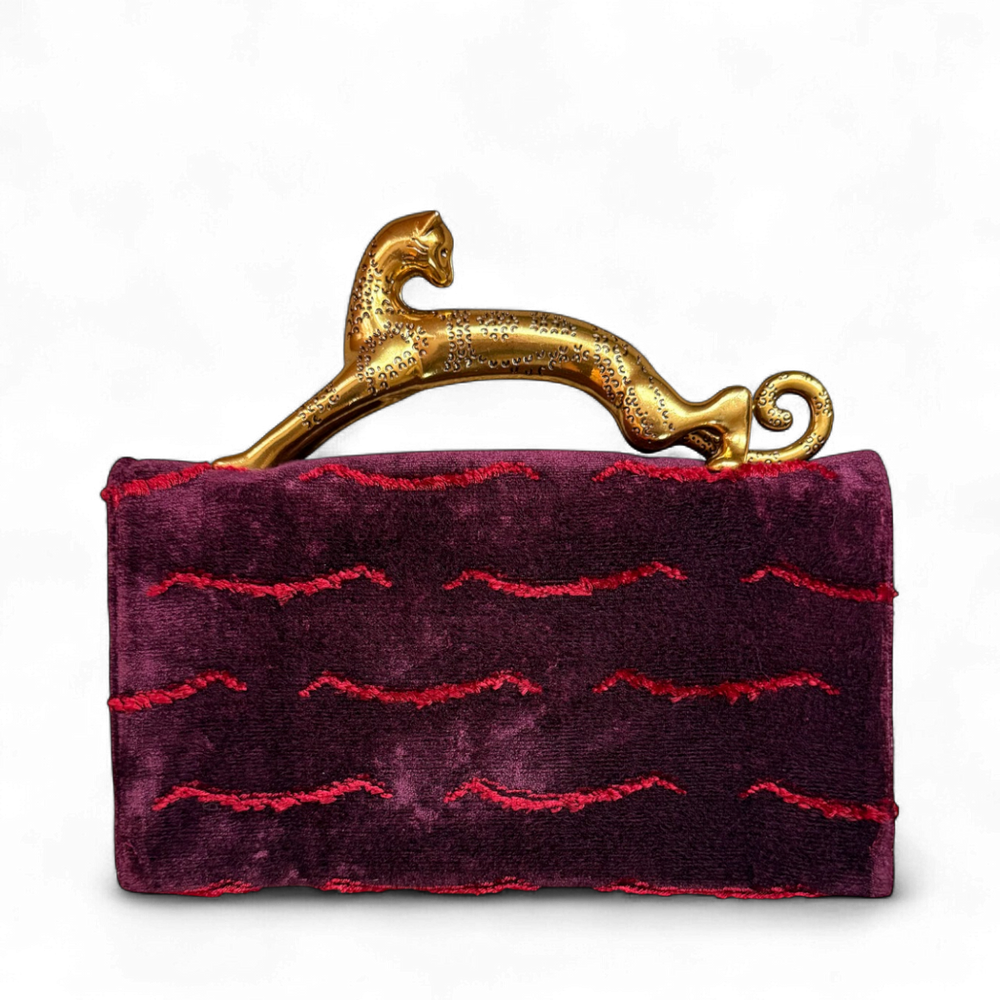LEOPARD HANDLE CLUTCH | VELVET CLOUD (Copy)