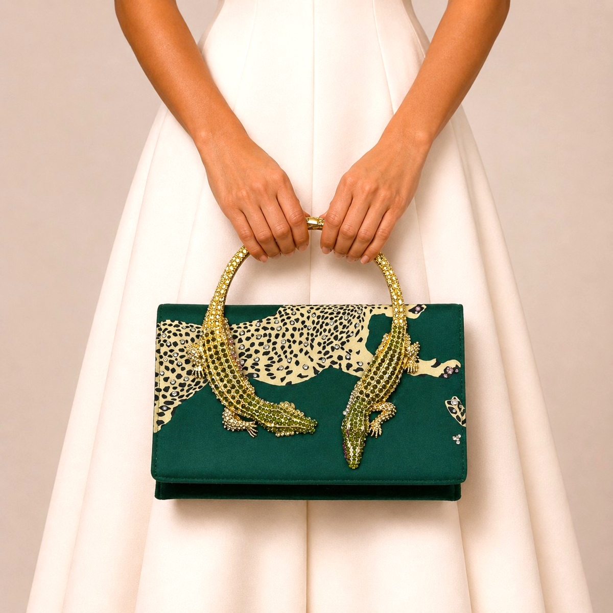 THE CLIFF ALLIGATOR HANDLE | GREEN LEAPING CHEETAH – Cliff + Soph